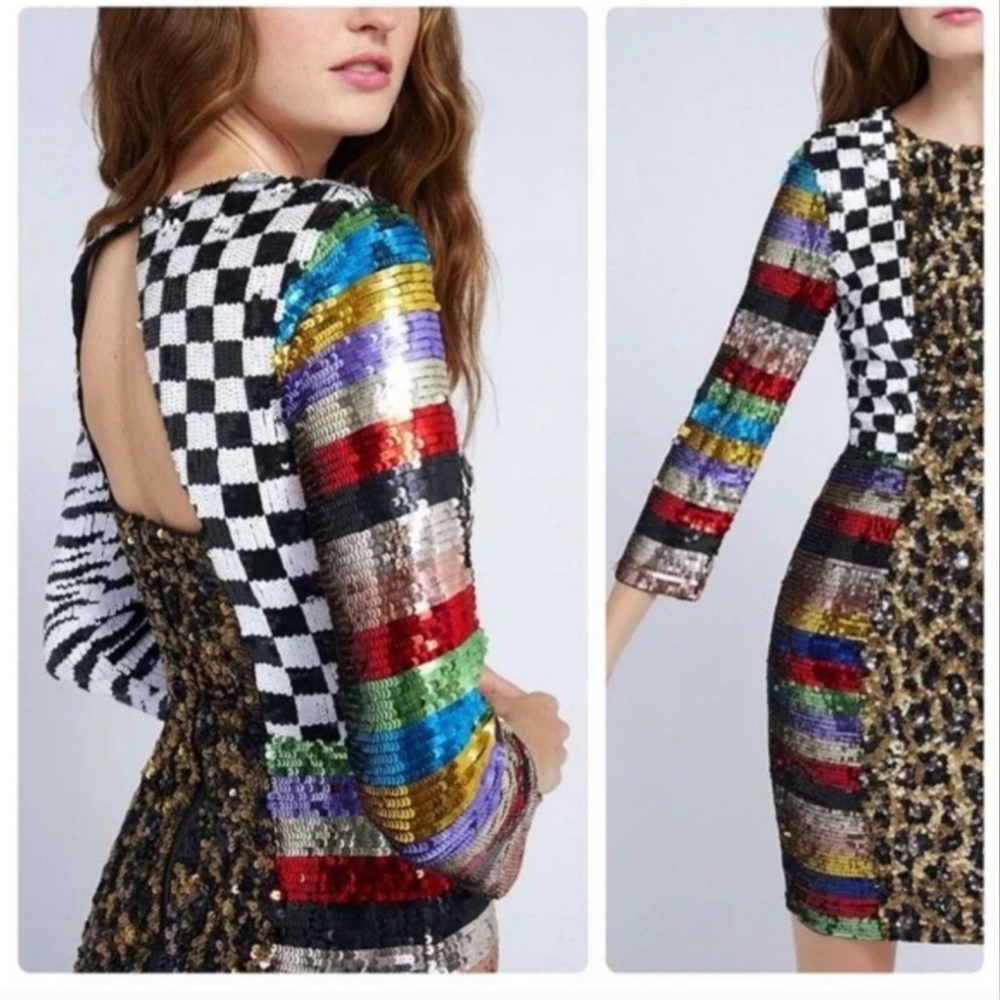 Alice + Olivia Multicolor Patchwork Mini Dress - image 3